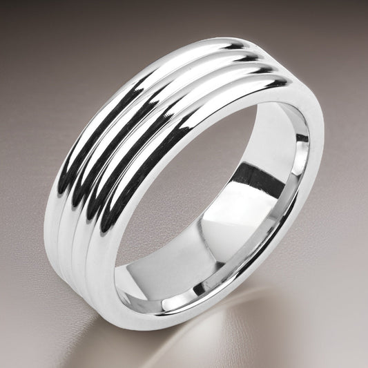 COBALT GROOVE BAND - Sculpted Cobalt Ring with Polished Finish